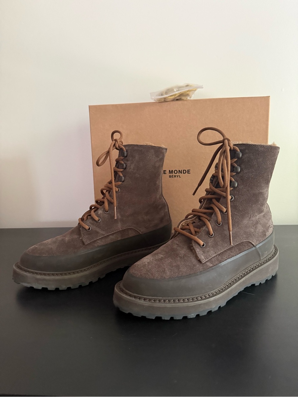 Le Monde Beryl 35MM Dolomite Suede Lace-Up Boots